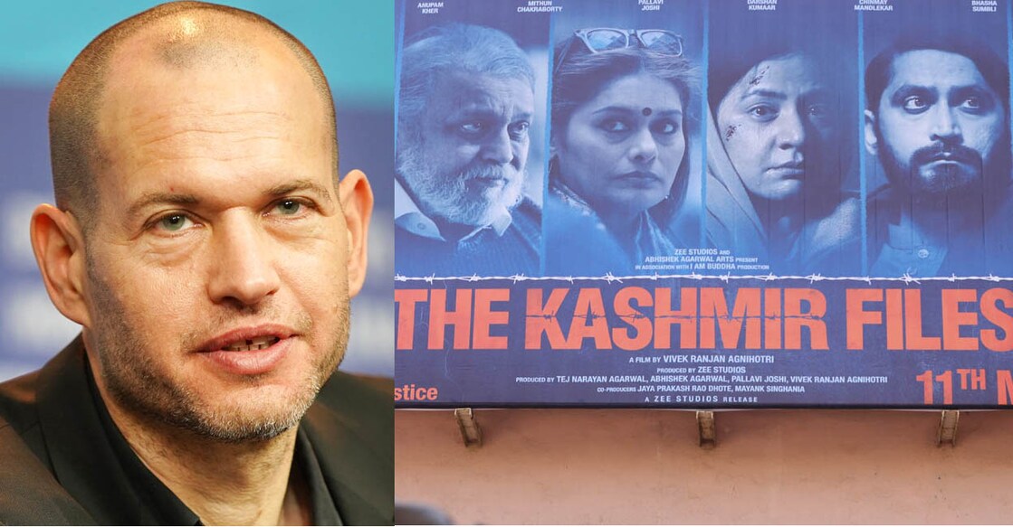 Israeli screenwriter and director Nadav Lapid (left) and a poster of 'The Kashmir Files' (right) | Photo: iStock and File Image