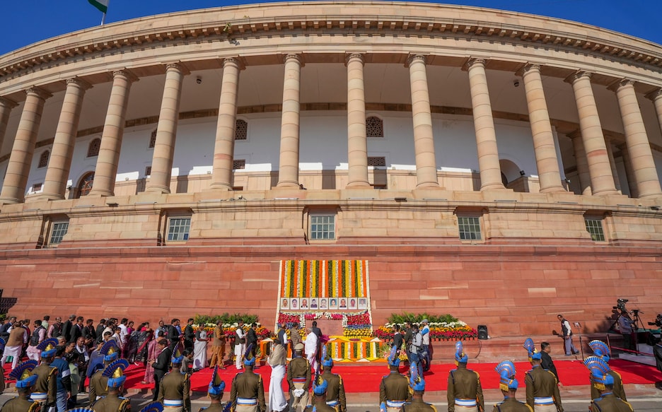 CRPF and others during a tribute ceremony to pay homage to martyrs who lost their lives in the 2001 Parliament attack on its 21st anniversary, at Parliament House complex in New Delhi on Tuesday | Photo: PTI/ Manvender Vashist Lav