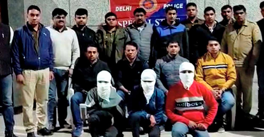 Delhi police arrested three accused involved in a case of acid attack, in Delhi, Wednesday. Photo: PTI