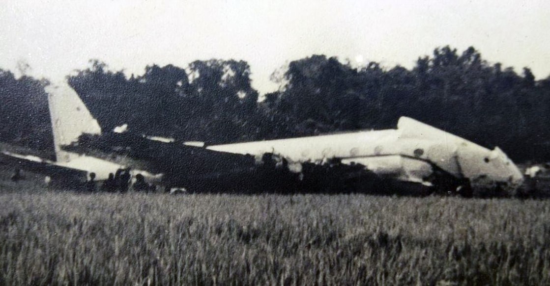 Pushpak's pilot D'lima, his co-pilot Squadron Leader Mathew Cyriac, a Malayali, and three other crew members were thrown off the cockpit, and were killed. Photo: Bureau of Air accident archives/baaa-acro.com