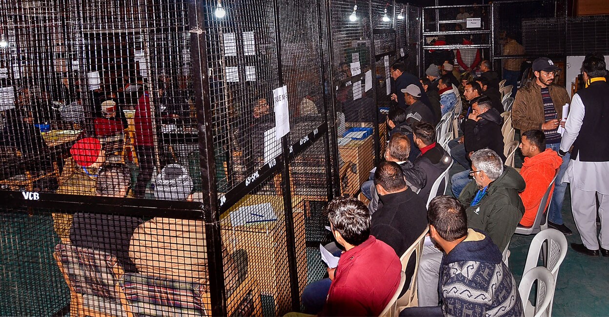 Counting of votes for Himachal Pradesh Assembly elections in progress at a centre in Shimla on Thursday | Photo: PTI