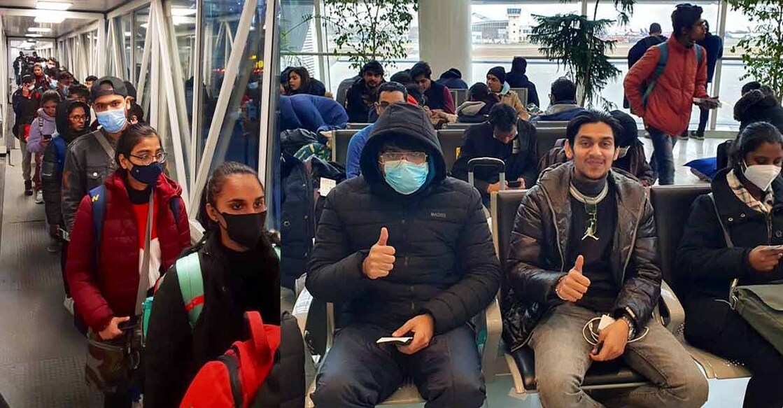 Indian nationals at the start of their journey to Mumbai from Bucharest. Photo: Twitter/Dr. S. Jaishankar
