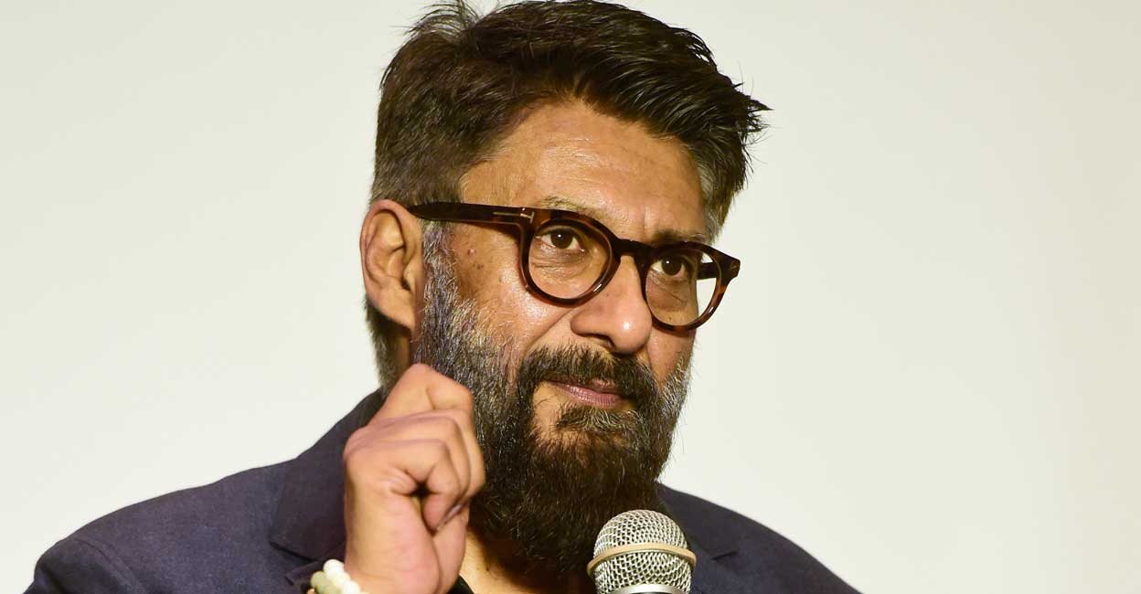 Film Director Vivek Agnihotri speaks during Kashmir Files press conference at a hotel in New Delhi on Monday, March 14, 2022. Photo: Kamal Kishore/PTI