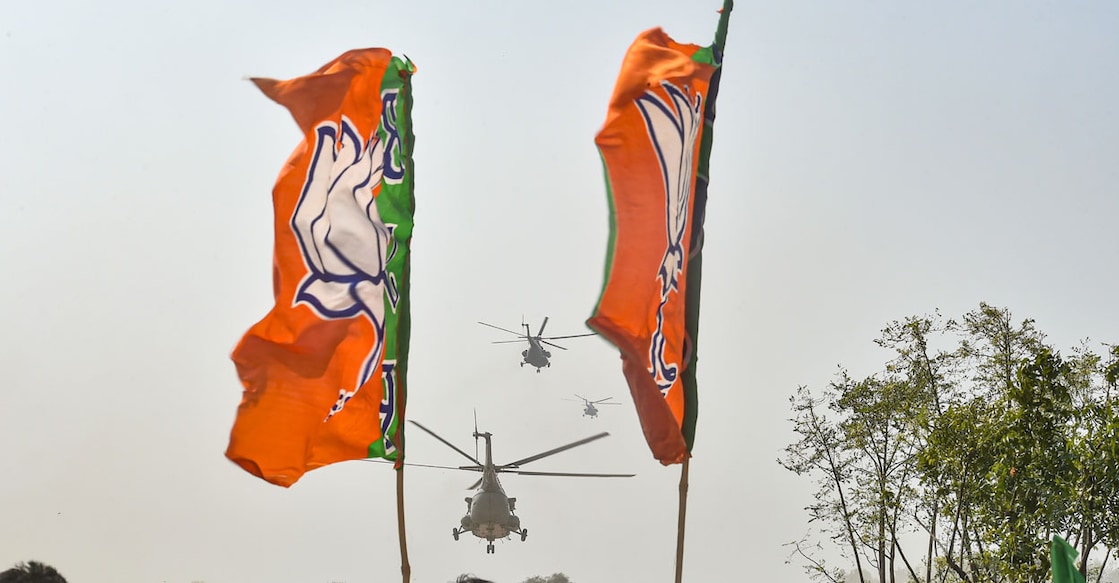 BJP supporters during Prime Minister Narendra Modi's public meeting for the seventh and last phase of UP Assembly elections, in Varanasi district, Saturday, March 5, 2022. Photo: Arun Sharma/PTI