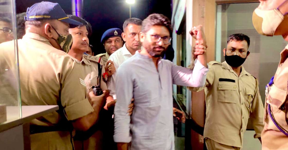 Assam police arrests Gujarat MLA Jignesh Mevani over tweet Congress MLA Jignesh Mevani was arrested by Assam Police from Palanpur town in Gujarat on late Wednesday night over a tweet. Photo: Twitter/@ReallySwara