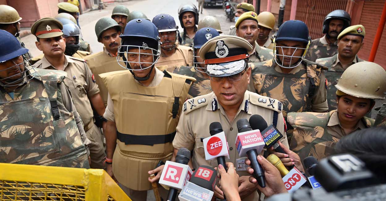 Commissioner of Varanasi Deepak Agrawal Commissioner of Varanasi Deepak Agrawal interacts with media during the third and last day of a videographic survey at Gyanvapi Mosque complex, in Varanasi, Monday, May 16, 2022. Photo: PTI