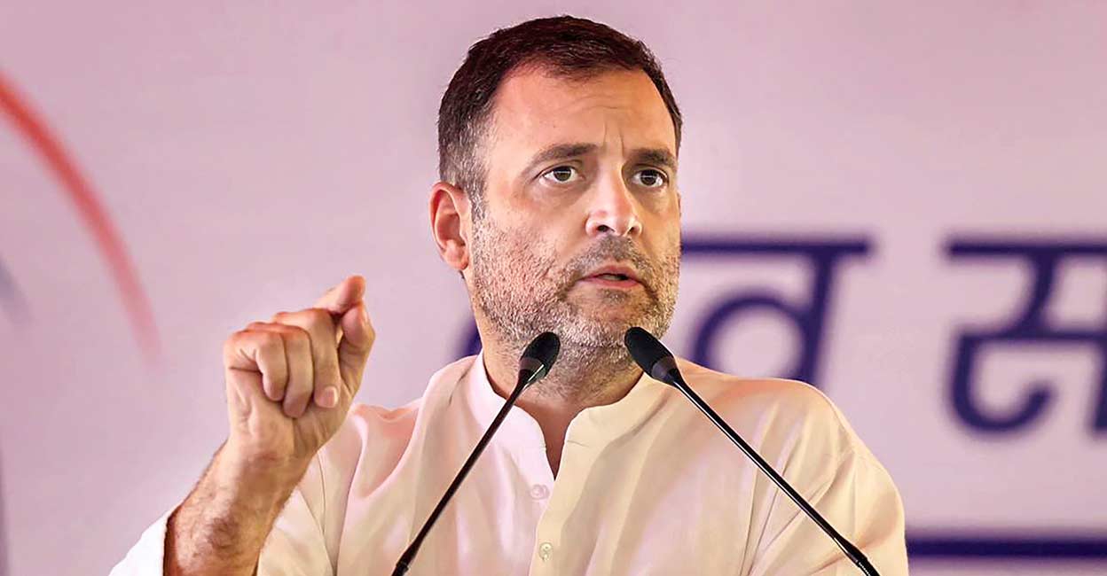 Congress leader Rahul Gandhi speaks during the party's 'Nav Sankalp Shivir', in Udaipur. Photo: PTI