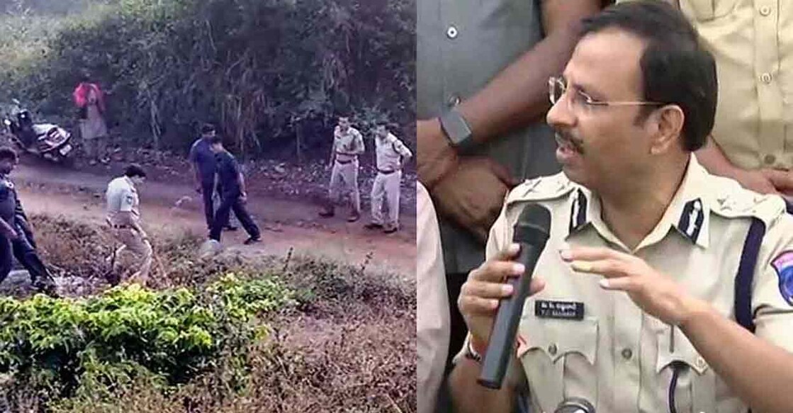 V C Sajjanar IPS addressing the media following the encounter of the accused in the rape and murder of a veterinarian in Telangana. FILE PHOTO: PTI