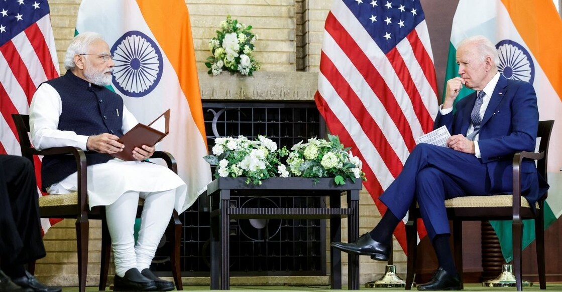 US President Joe Biden and Prime Minister Narendra Modi hold a bilateral meeting alongside the Quad Summit at Kantei Palace in Tokyo, Japan, May 24, 2022. PHOTO: Reuters/Jonathan Ernst