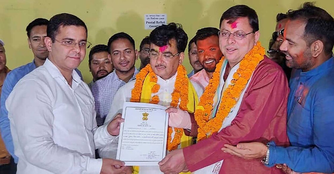 Pushkar Singh Dhami wins from Champawat seat with record margin Uttarakhand Chief Minister Pushkar Singh Dhami receives the victory certificate after winning the Champawat Assembly by-election, in Champawat, Friday, June 3, 2022. Photo: PTI