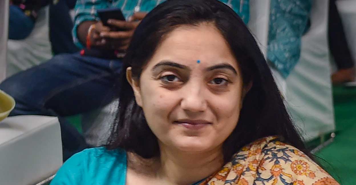 BJP Spokesperson Nupur Sharma during a programme at Delhi University. BJP suspended Sharma from party membership over her alleged remarks about Prophet Muhammad, on Sunday, June 5, 2022. PTI