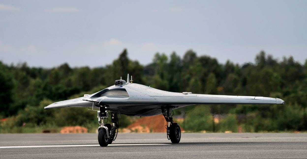 Autonomous Flying Wing Technology Demonstrator being flight tested by Defence Research and Development Organisation (DRDO) from the Aeronautical Test Range, in Chitradurga. PTI