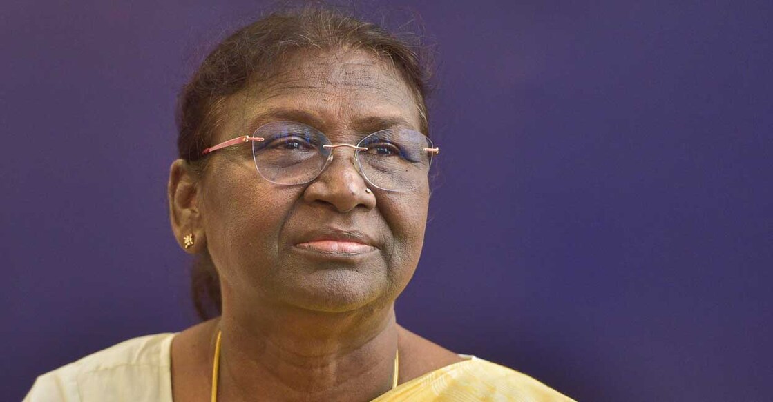 President-elect Droupadi Murmu being greeted at her residence in New Delhi, Friday, July 22, 2022. Photo: PTI