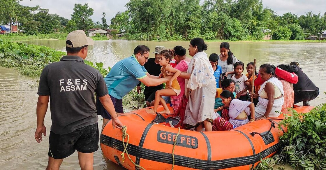 assam Residents being rescued from a flood-affected area in Tezpur, Friday, July 1, 2022. PHOTO: PTI