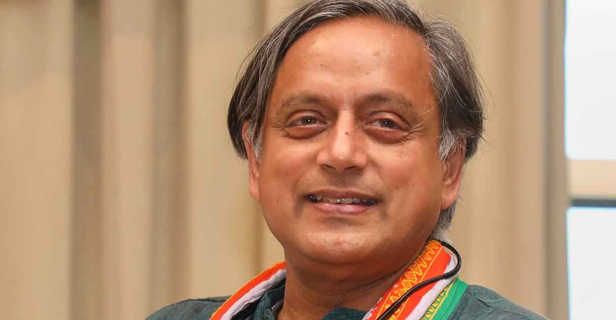 Congress leader Shashi Tharoor during a press conference regarding party's 'Bharat Joda Yatra', in Thiruvananthapuram, on Tuesday. Photo: PTI 