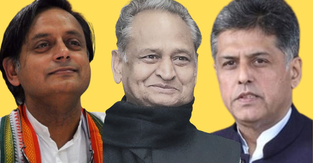 congress-presidential-polls-1 Shashi Tharoor, Ashok Gehlot, Manish Tewari. Design: Onmanorama