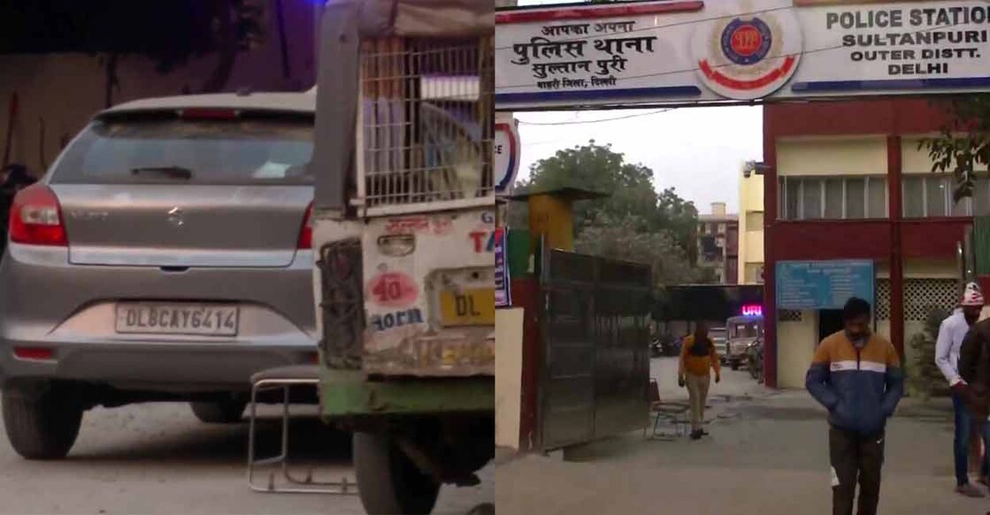 The car (left) that allegedly dragged the woman in the Sultanpuri area of Delhi. Photos: ANI