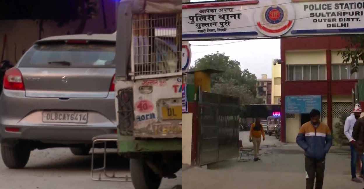 The car (left) that allegedly dragged the woman in the Sultanpuri area of Delhi. Photos: ANI