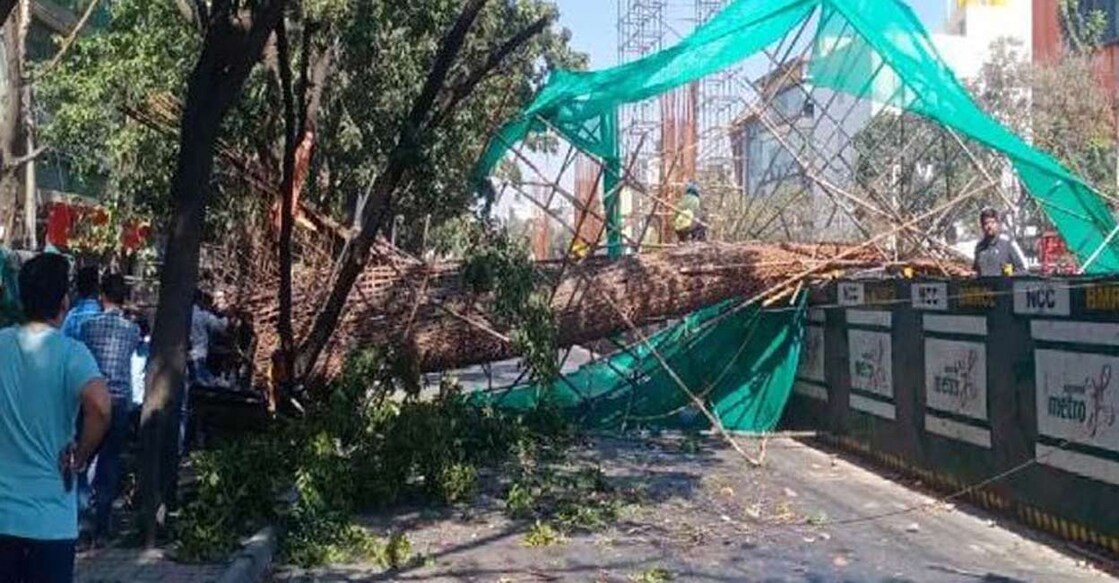 According to police, the incident took place around 11 am on Outer Ring Road near HBR Layout in the city, when the TMT bars erected for the construction of a pillar fell on their scooter. Photo Credit: Twitter