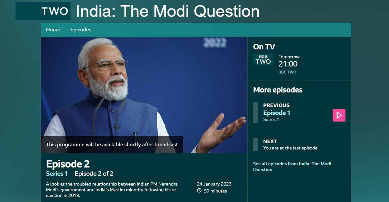 bbc-modi-question The BBC has announced that it will broadcast the second and final part of the documentary 'India: The Modi Question' on Tuesday. Photo: Screengrab from bbc.co.uk