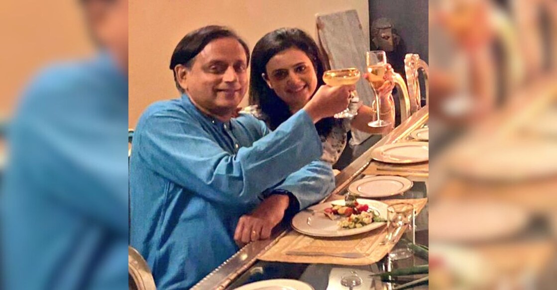 The cropped image of Thiruvananthapuram MP Shashi Tharoor and TMC MP Mahua Moitra being circulated on social media. Photo: X/@rose_k01