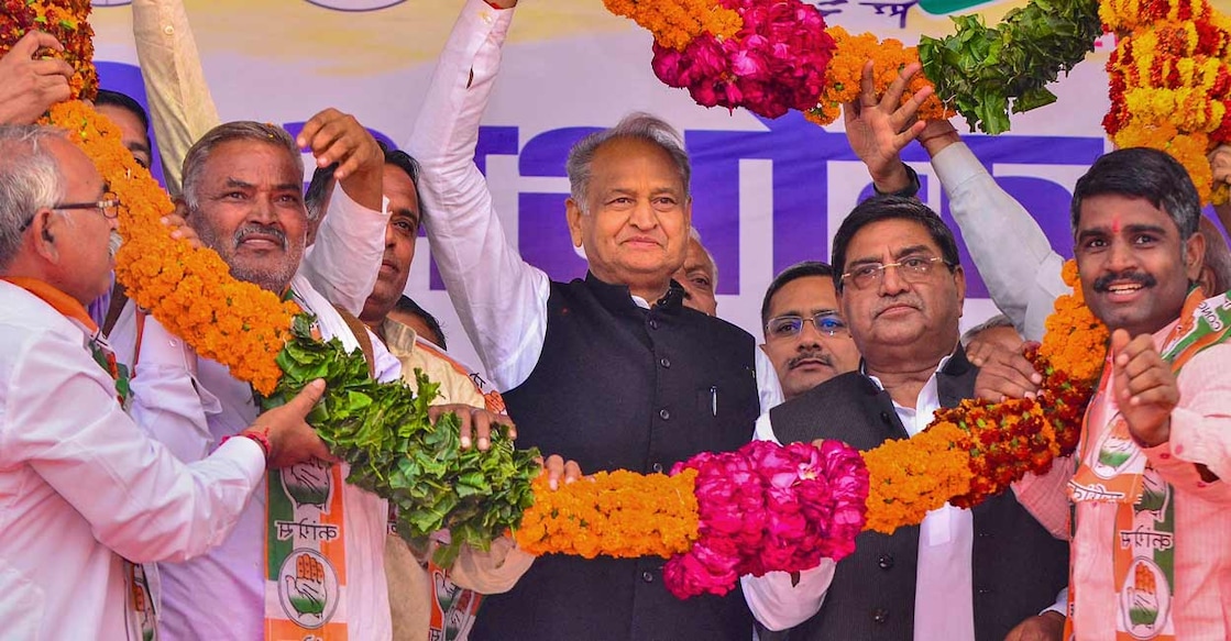 PTI11_15_2023_000486B Rajasthan Chief Minister and Congress leader Ashok Gehlot during a public meeting ahead of State Assembly elections. Photo: PTI