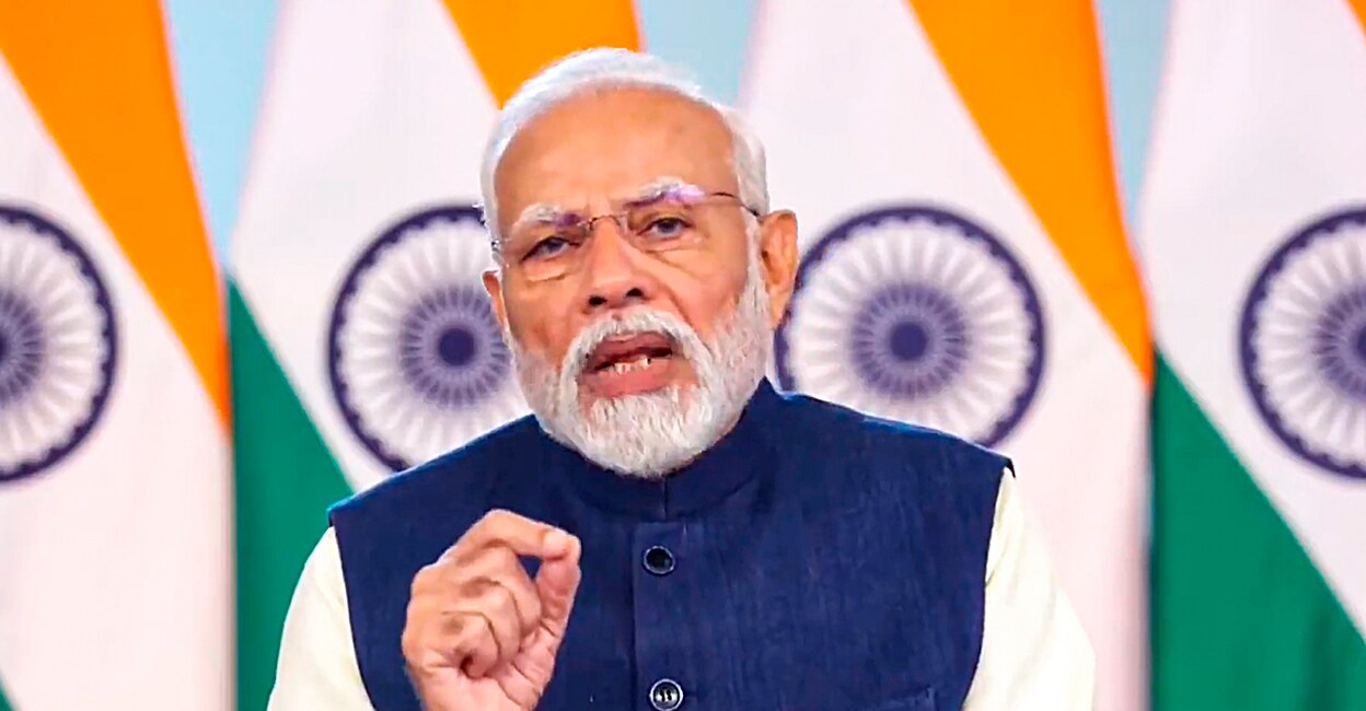 Minister Narendra Modi addresses the inaugural session of the 2nd Voice of Global South Summit via a video conference. Photo: PTI