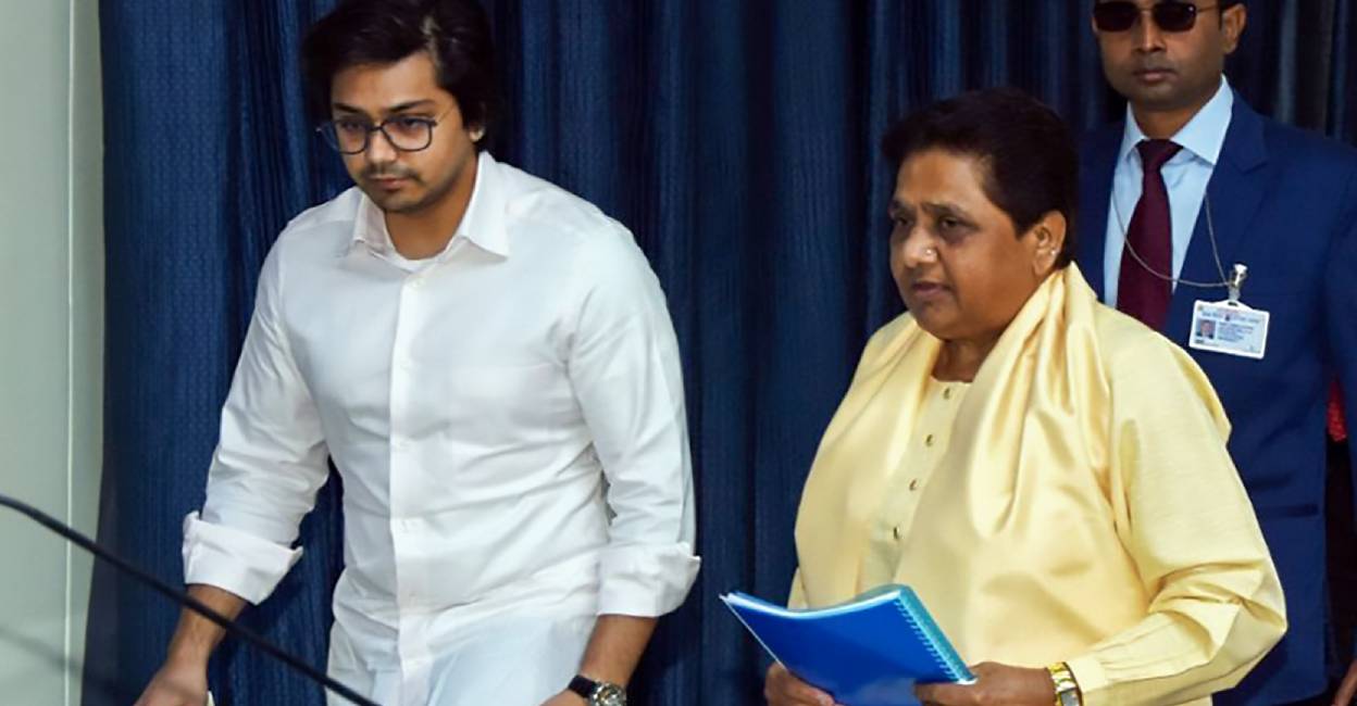 mayawati-anand-bsp Bahujan Samaj Party President Mayawati and her nephew party's national coordinator Akash Anand . Photo: IANS