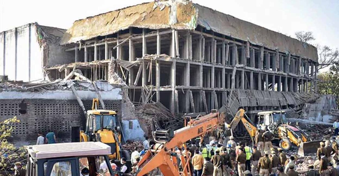 meerut-cold-storage-collapse Rescue operations underway at the cold storage in Daurala, Meerut.