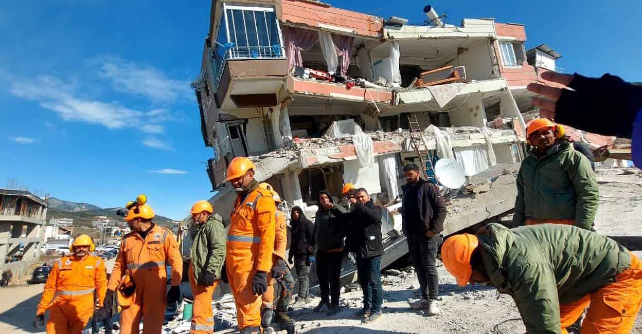NDRF teams engaged in rescue at Gaziantep in earthquake-hit Turkey as part of 'Operation Dost'. Photo: Twitter/ @DrSJaishankar