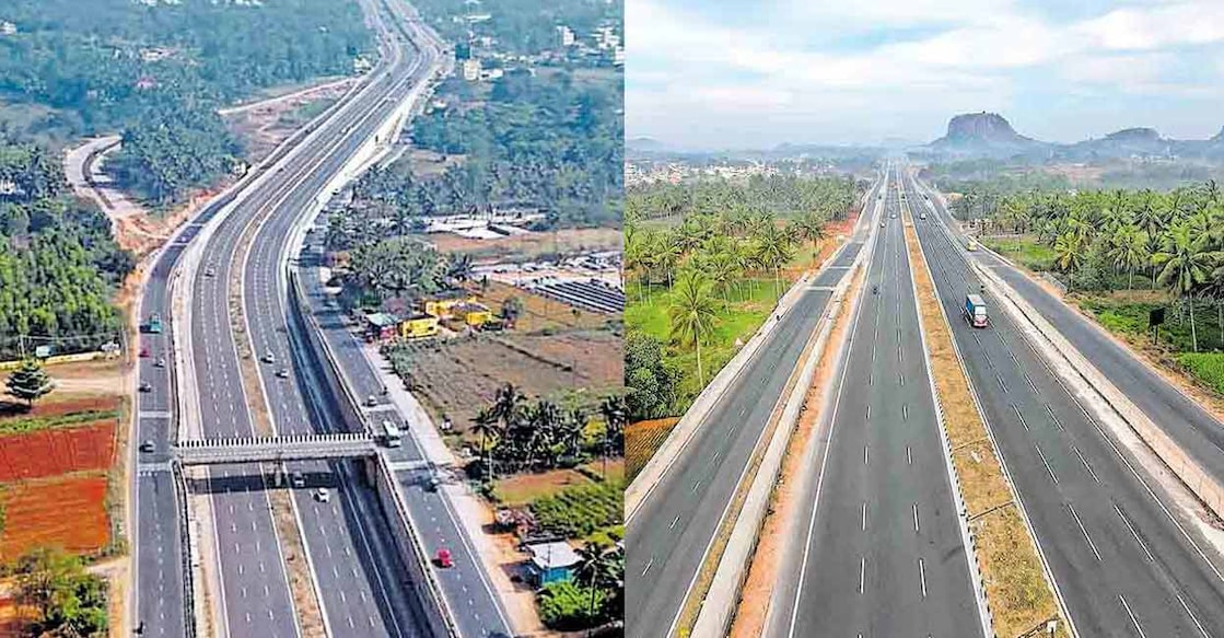 mysuru-bengaluru-expressway The 10 lane expressway has been projected as one of the biggest contributions of the double engine government. Photo: Manorama Online