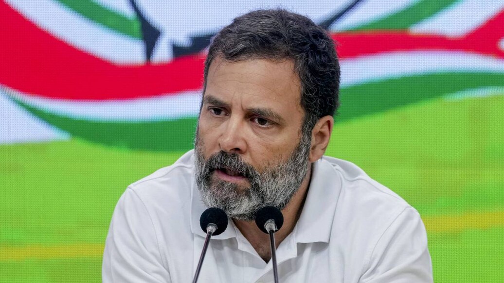 Congress leader Rahul Gandhi speaks during a press conference at AICC headquarters in New Delhi .Photo:Ravi Choudhary/PTI