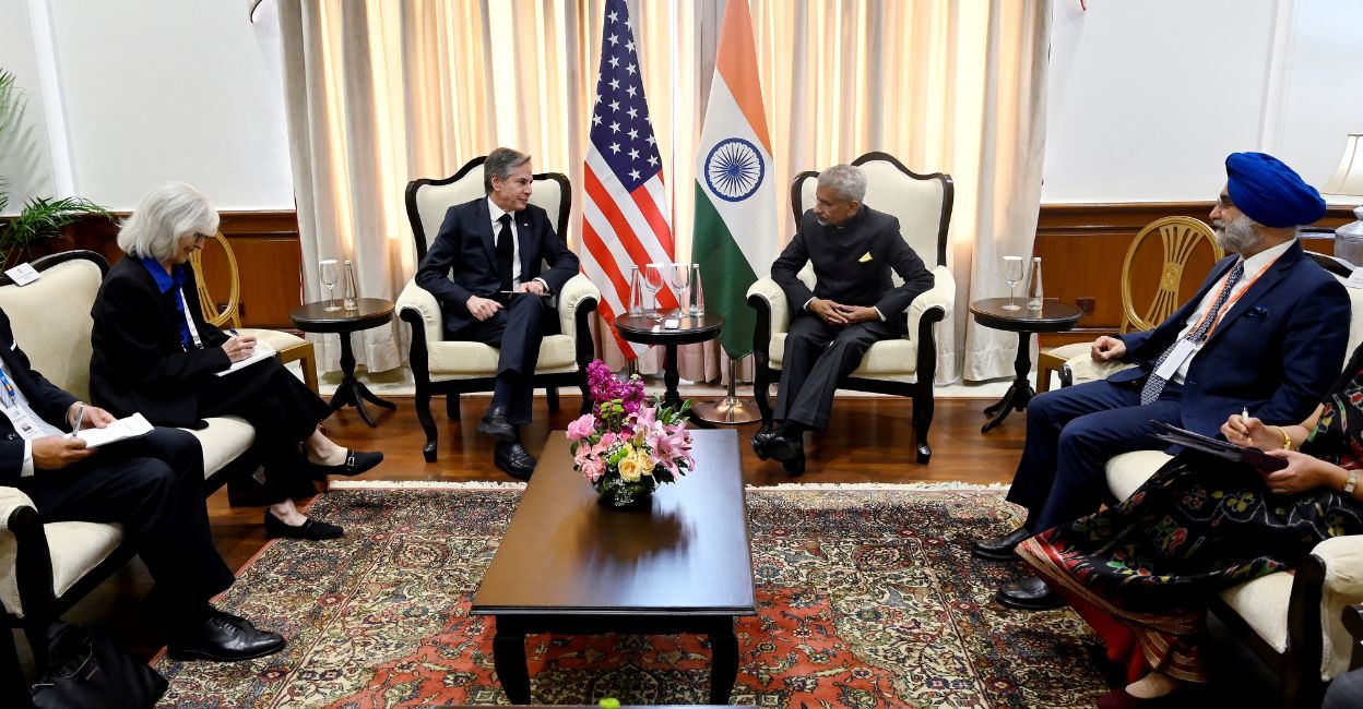 g20-foreign-1 US Secretary of State Antony Blinken meets with Indian External Affairs Minister Subrahmanyam Jaishankar on the sideline of the G20 foreign ministers' meeting in New Delhi on March 2, 2023. Photo: Reuters