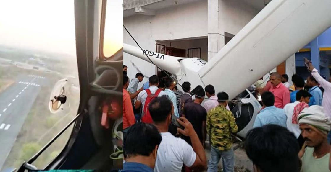 glider-main The joyride glider crashed into the building just after taking off from the Barwadda airstrip at around 4.50 pm. Photo: Manorama
