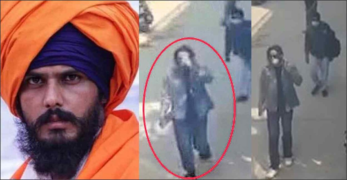  Amritpal Singh with his key aide Papalpreet Singh. Photo; Screengrab/CCTV footage