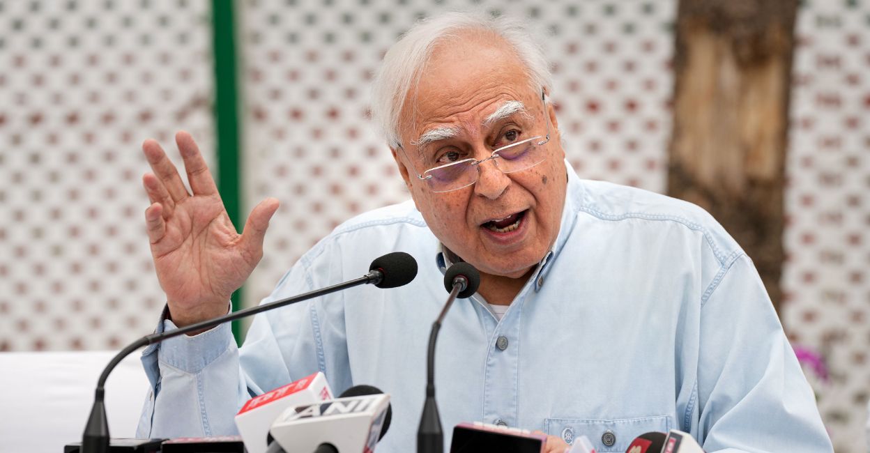 Rajya Sabha MP Kapil Sibal addresses a press conference, in New Delhi, Saturday, March 4, 2023. Photo: PTI