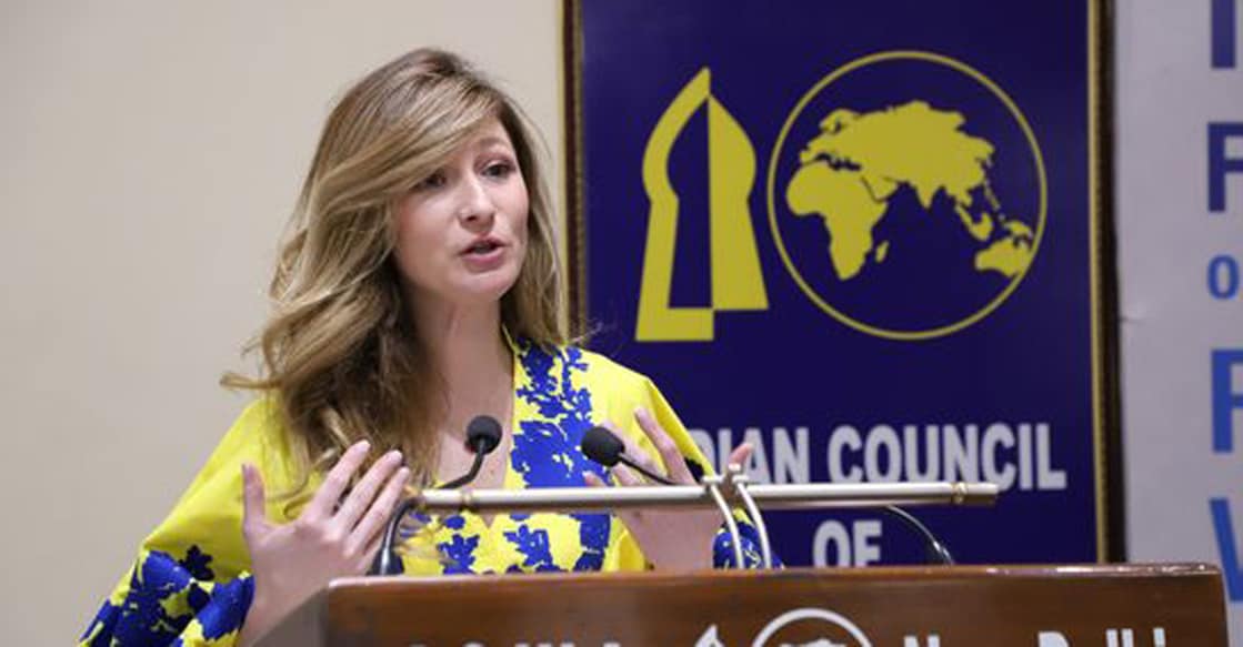 Ukraine's First Deputy Foreign Minister Emine Dzhaparova talks on 'Russia's War In Ukraine: Why The World Should Care' at ICWA in New Delhi on Tuesday. Photo: Facebook/@Sapru.House