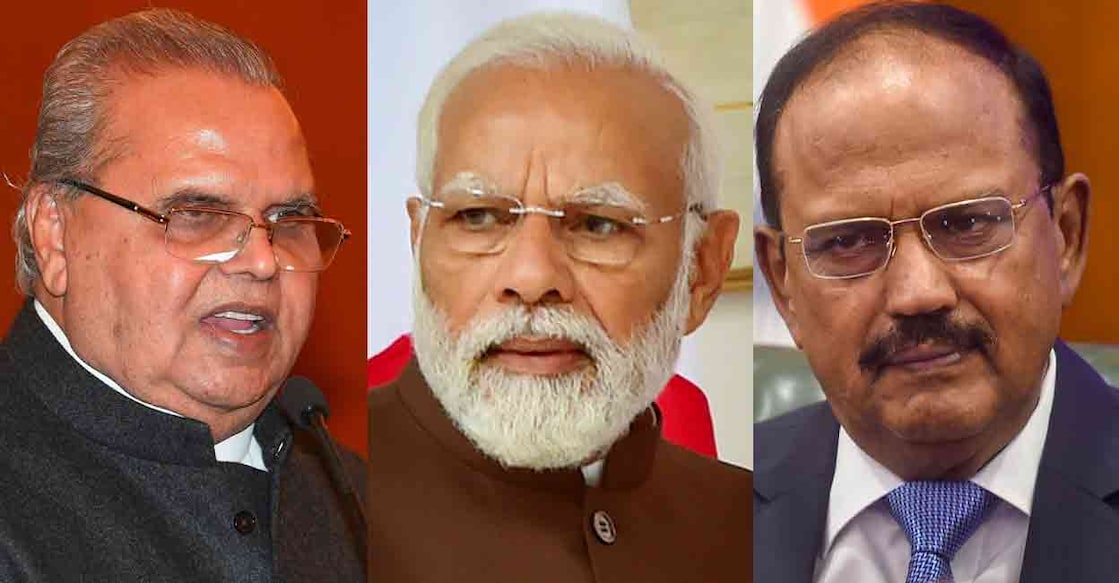  Satyapal Malik, Narendra Modi, Ajit Doval.