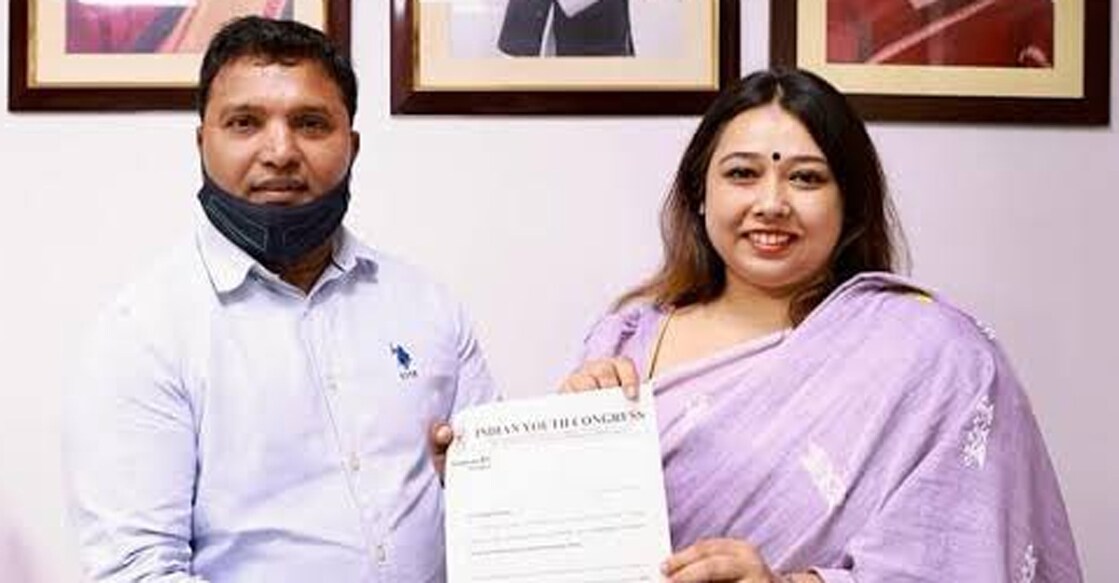 IYC national president Srinivas BV and Assam Youth Congress chief Angkita Dutta. File photo: Twitter/@angkitadutta