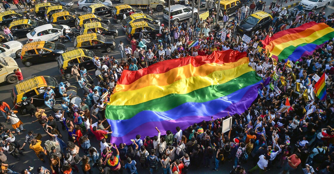 In this file photo from February 2, 2019, LGBTQ members take part in a pride parade in Mumbai. File photo: PTIIn this file photo from February 2, 2019, LGBTQ members take part in a pride parade in Mumbai. File photo: PTI