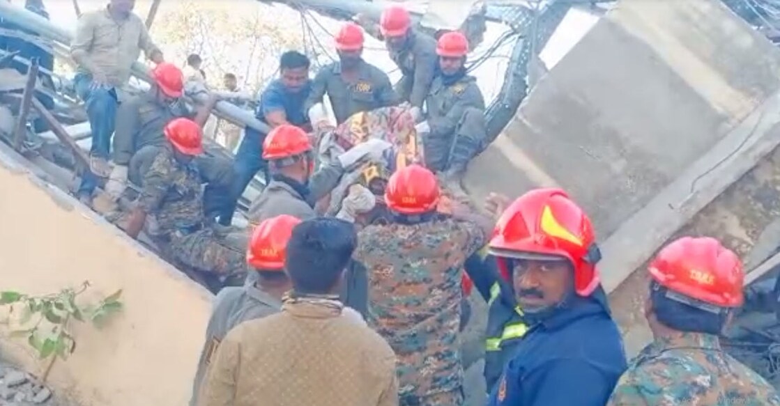 Nine persons were still feared trapped under the debris of the structure. Photo: IANS