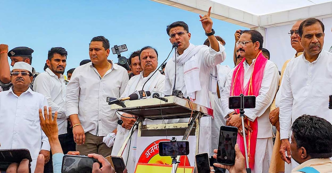 Congress leader Sachin Pilot during his Jan Sanghrah Yatra in Ajmer, Thursday, May 11, 2023. Photo: PTI