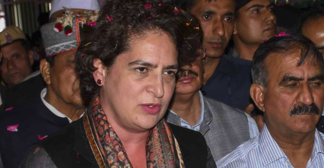 AICC General Secretary Priyanka Gandhi with Himachal Pradesh Chief Minister Sukhvinder Singh Sukhu speaks with the media after party's victory in Karnataka Assembly elections, in Shimla. Photo: PTI