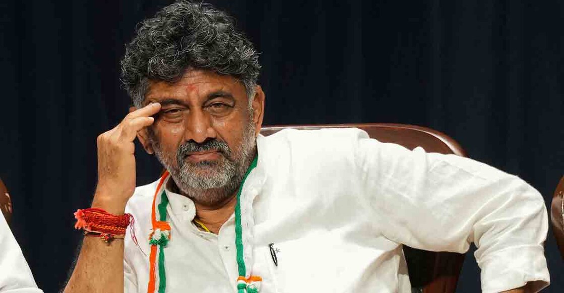Karnataka Congress President D.K. Shivakumar during celebrations after the party's win in Karnataka Assembly elections, in Bengaluru, Saturday, May 13, 2023.  Photo: PTI