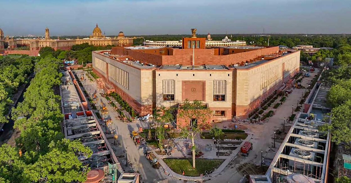 New Parliament building, that will be inaugurated by Prime Minister Narendra Modi on Sunday, in New Delhi, Saturday, May 27, 2023. Photo: PTI