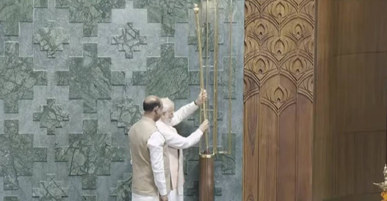 PM Modi installs historic Sengol in new parliament building