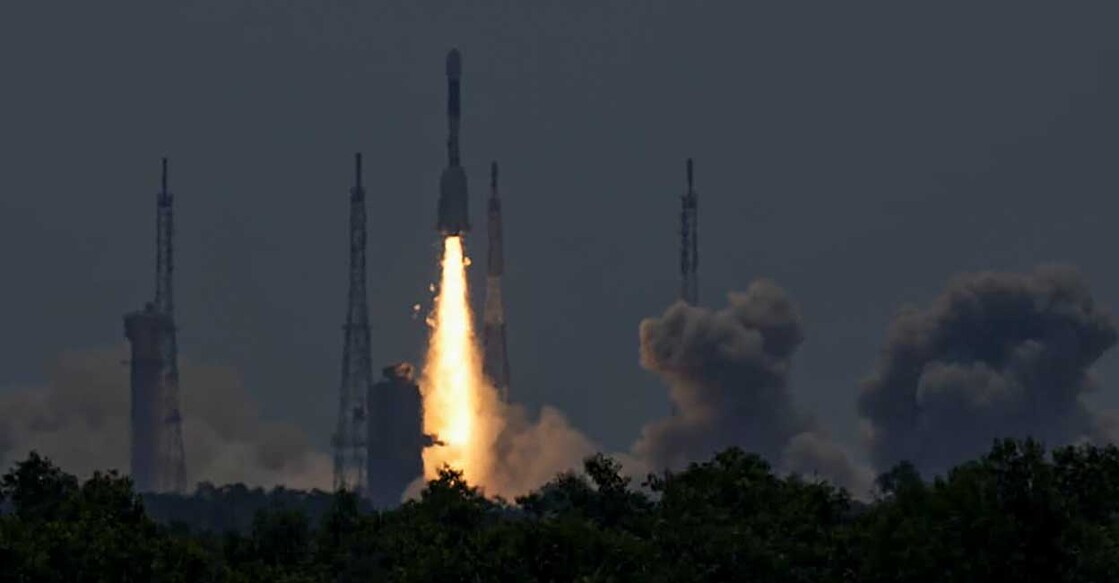 The ISROs GSLV rocket carrying navigation satellite NVS-01 lifts off from the Satish Dhawan Space Centre, in Sriharikota, Monday, May 29, 2023. Photo: PTI