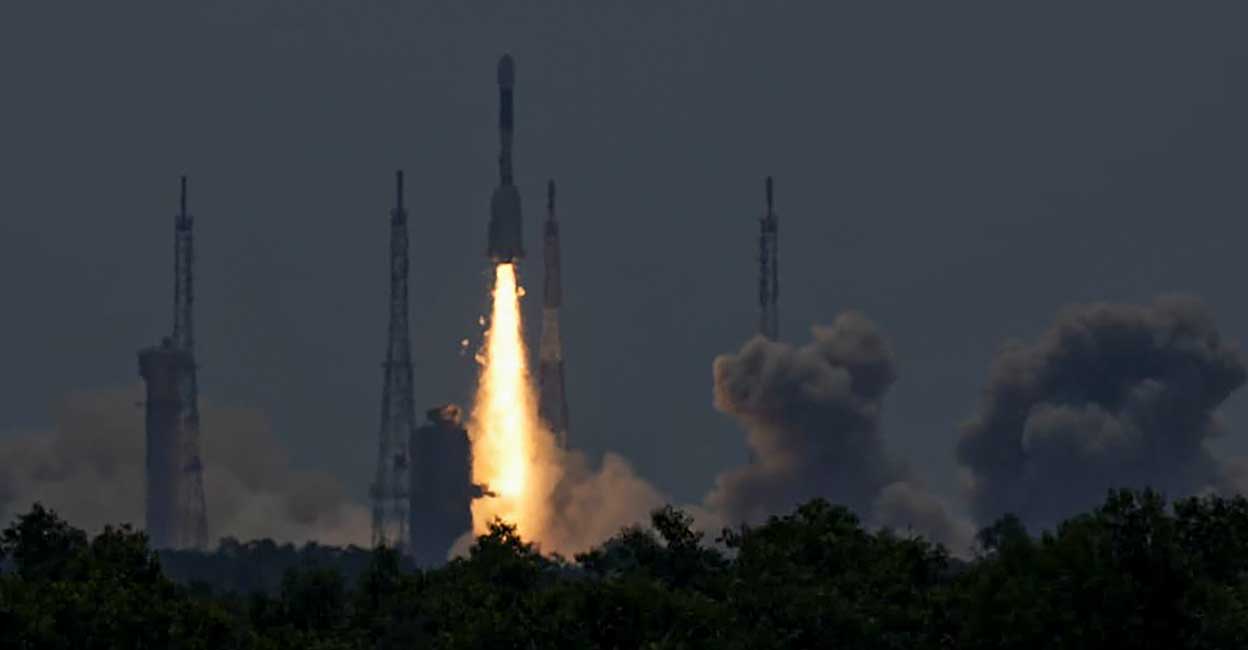 The ISROs GSLV rocket carrying navigation satellite NVS-01 lifts off from the Satish Dhawan Space Centre, in Sriharikota, Monday, May 29, 2023. Photo: PTI