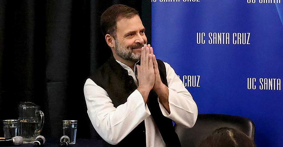 Congress leader Rahul Gandhi during an interaction with activists, academics and others at the University of California, Santa Cruz, USA. Photo: PTI