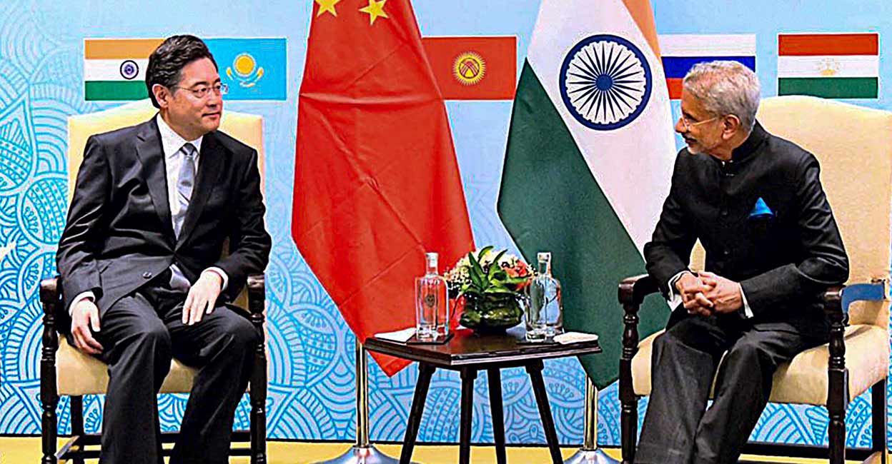 PTI05_04_2023_000223A External Affairs Minister S Jaishankar meets State Councillor and FM Qin Gang of China on the sidelines of the SCO Foreign Ministers Meeting, in Panaji: PTI